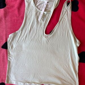 Mint Lululemon cut out top: